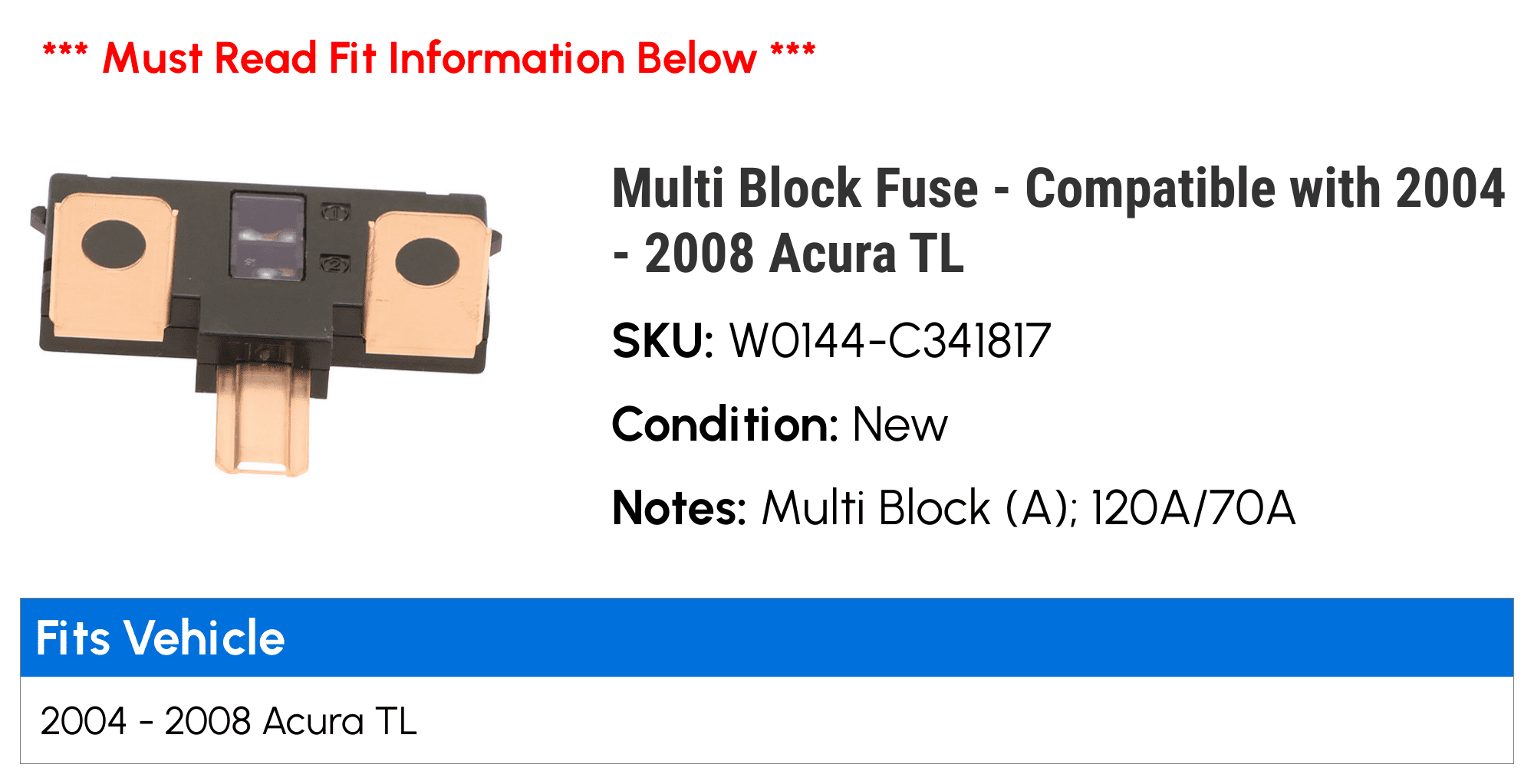 2004 acura tl cigarette lighter fuse Marketplace Auto Parts Multi Block Fuse, Direct Fit, Compatible with 2004-2008  Acura TL