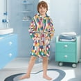 thumbnail image 5 of FORMRS Niños Bathrobe Unisex Hooded Robe Soft Plush Pajamas Sleepwear, Size 4-6T, Dark Colorful Circles, 5 of 7