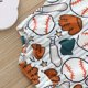 thumbnail image 5 of Gibobby Mameluco niña con estampado de béisbol de dibujos animados de manga corta para niños y niñas, ropa para recién nacidos(Blanco, 6-9 Meses), 5 of 5