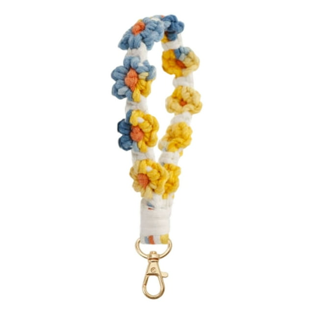 Keychain Wristlet Keychain Weave Exquisite Keyring Holder Bracelet Lanyard Mobile Phone Lanyard Flower Chain Hand Woven High End Decoration
