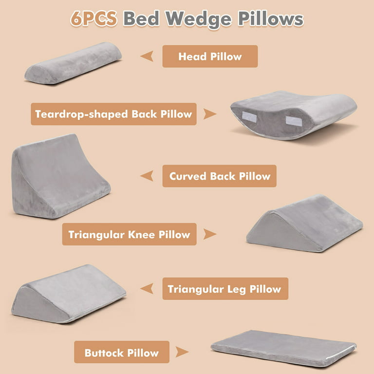 5PCS Bed Wedge Pillow Set, Orthopedic Pillows for After Surgery, Back and  Lumbar Support Pillow for Sitting in Bed and Rest, Triangle Knee Pillows  for