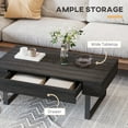 thumbnail image 4 of Rustic Dark Grey Rattan Coffee Table - 43.25"W, Particle Board & Steel, with Drawer - Modern Farmhouse Living Room Furniture, 4 of 7