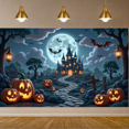 thumbnail image 5 of Gothic Design Halloween Banner Spooky Castle Jack O Lantern Decorative Spooky Scene Pumpkin for Halloween Party Yard Decor, 5 of 9