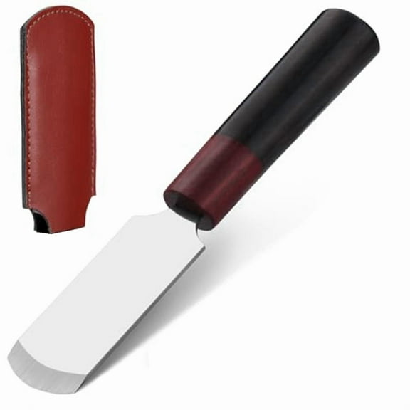 Leather Cutting Knife Leather Working Tools, Skiving Knife with Wooden Handle, Crafting Supplies Round