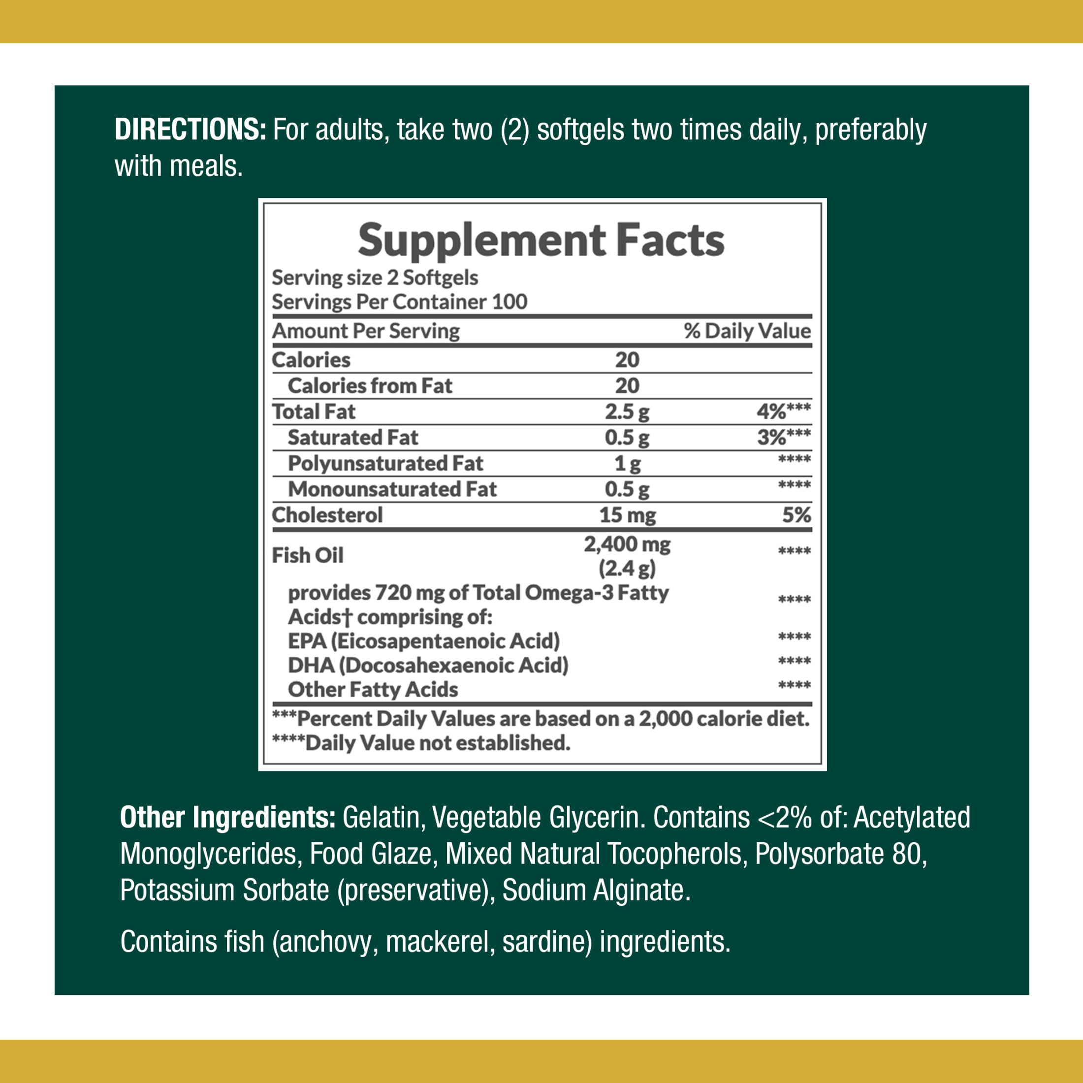 Nature's Bounty Fish Oil Softgels, 1200 Mg, 200 Ct , 2 Pack