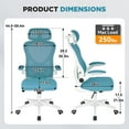 thumbnail image 3 of BestOffice Computer Office Chair High Back Ergonomic Swivel Task, Lumbar Support Adjustable Headrest Flip-up Armrests for Home Office, Blue, 3 of 7