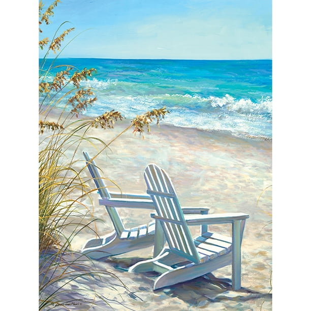 (A4093) Silla Descanso Playa Con Diamantes Serie Paisaje Resina 30x40CM 22 Colores