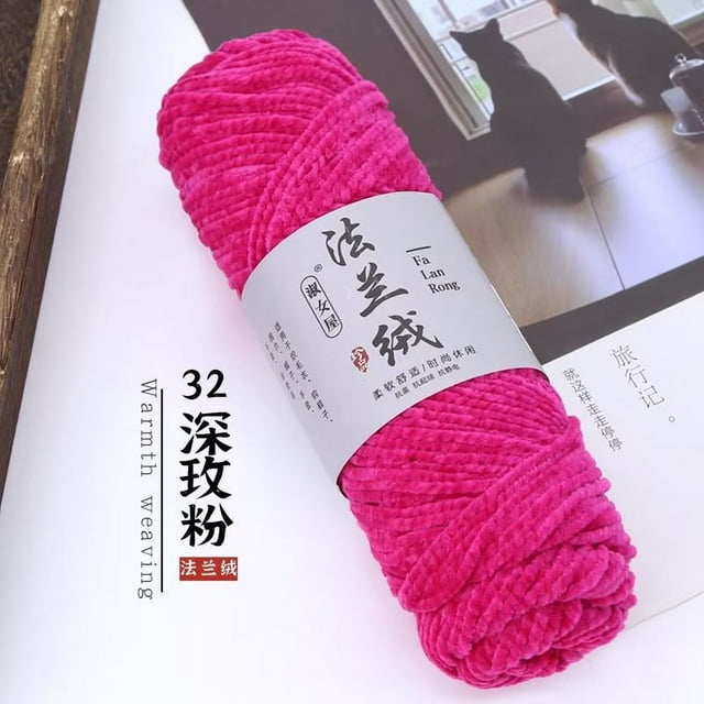 Nvzi Hilo de terciopelo de 150 g para tejer a ganchillo, hilo de chenilla esponjoso de terciopelo para mantas, hilo de felpa suave y grueso para tejer a ganchillo, rosa intenso