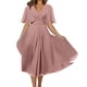 thumbnail image 3 of Gibobby Vestido de Verano para Mujer Temperamento de verano, vestidos de cintura media, belleza, temperamento Retro, manga larga, Color sólido, vestidos(Rojo,M), 3 of 3