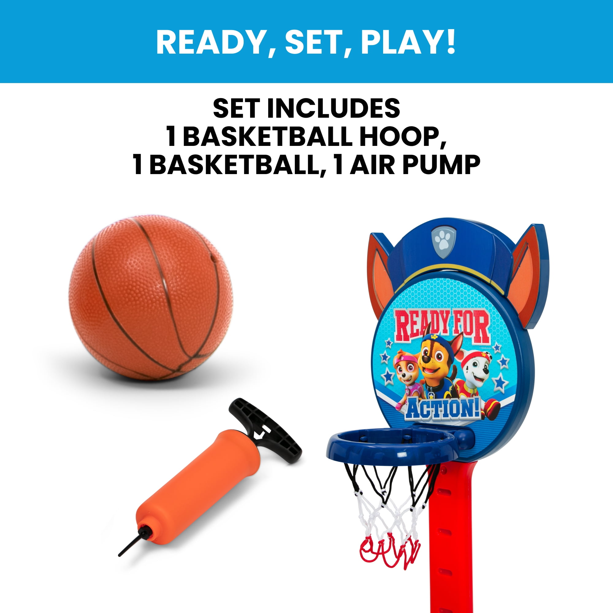 PAW Patrol Plastic Basketball Set by Delta Children – Includes Basketball Hoop, 1 Basketball and Ball Pump