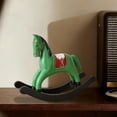thumbnail image 2 of Green Personalized Wooden Rocking Horse Ornament 22X16.5X6Cm Concise Home Desk Decor Gift For New Year Housewarming Grand Opening Green, 2 of 7