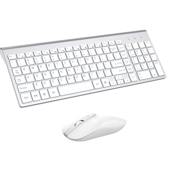 Wireless Keyboard and Mouse Combo, Cimetech Quiet Keyboard and Adjustable DPI Mouse Set, 2.4GHz USB Ultra Slim Silent Computer Keyboard and Mouse for Laptop, PC, Notebook, Desktop-Silver