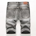 thumbnail image 4 of LZLER Mens Gray Denim Shorts Stretchy Ripped Jean Shorts for Men, 4 of 6