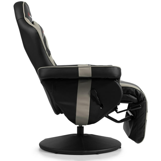 Massage Gaming Recliner, High Back Swivel Home Office Chair w/Adjustable Backrest & Footrest for Gaming, Grey