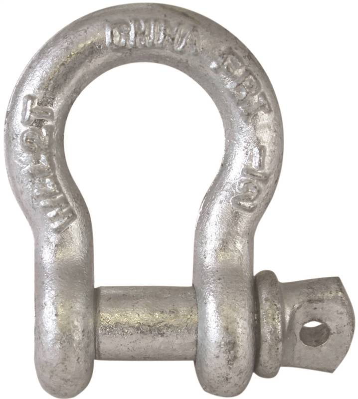 WLL 1/2 Ton 1/4" Galvanized Steel Screw Pin Anchor Bow Shackle 