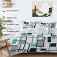 thumbnail image 5 of Retro Middle Duvet Cover Set Queen Size Ages Abstract Geometric Teal Black Square Soft Lightweight Comforter Covers 4 Piece Bedding Set with 1 Duvet Cover 1 Bed Sheet & 2 Pillow Shams, 5 of 8