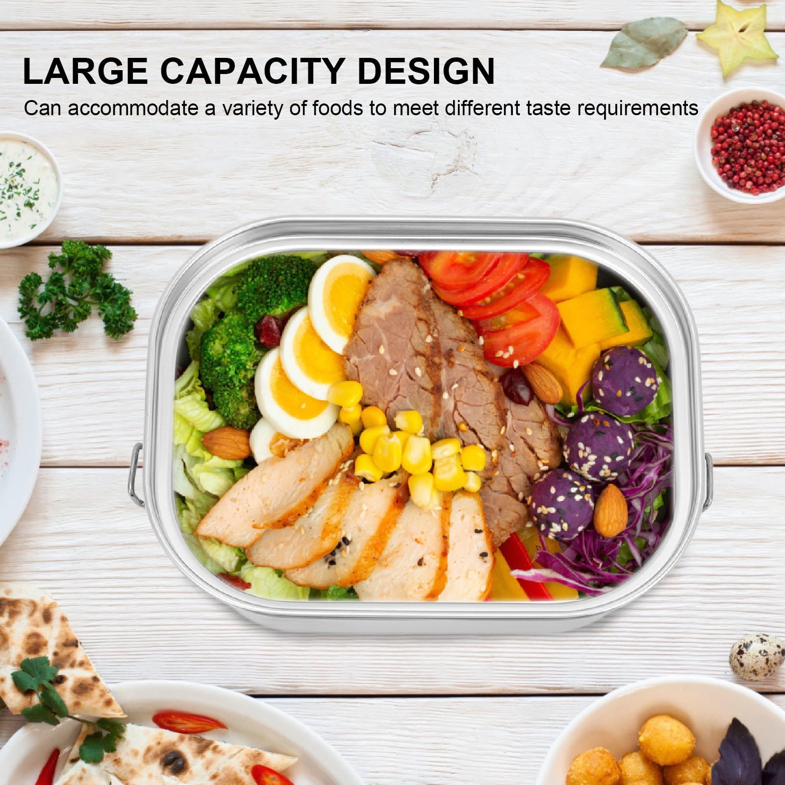 BIMZUC 304 Stainless Steel Lunch Box – Leakproof, Large Capacity, Insulated, Square Compartment, Portable for Adults