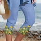 thumbnail image 2 of Moda mujer cintura elástica Yoga deporte Floral estampado pantalones Leggings pantalones recortados Fridja  alkflakhf38122, 2 of 5
