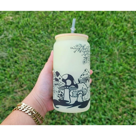 Color Changing Mushroom Beer Can Glass | Boho Mushroom Coffee Glass
