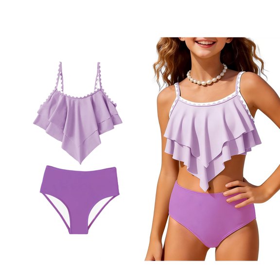 Girls Swim Suits Two Piece Bikini Sets Quick Drying Summer Beach Swimwear Toddler Bathing Suit Girl 11-12 Years