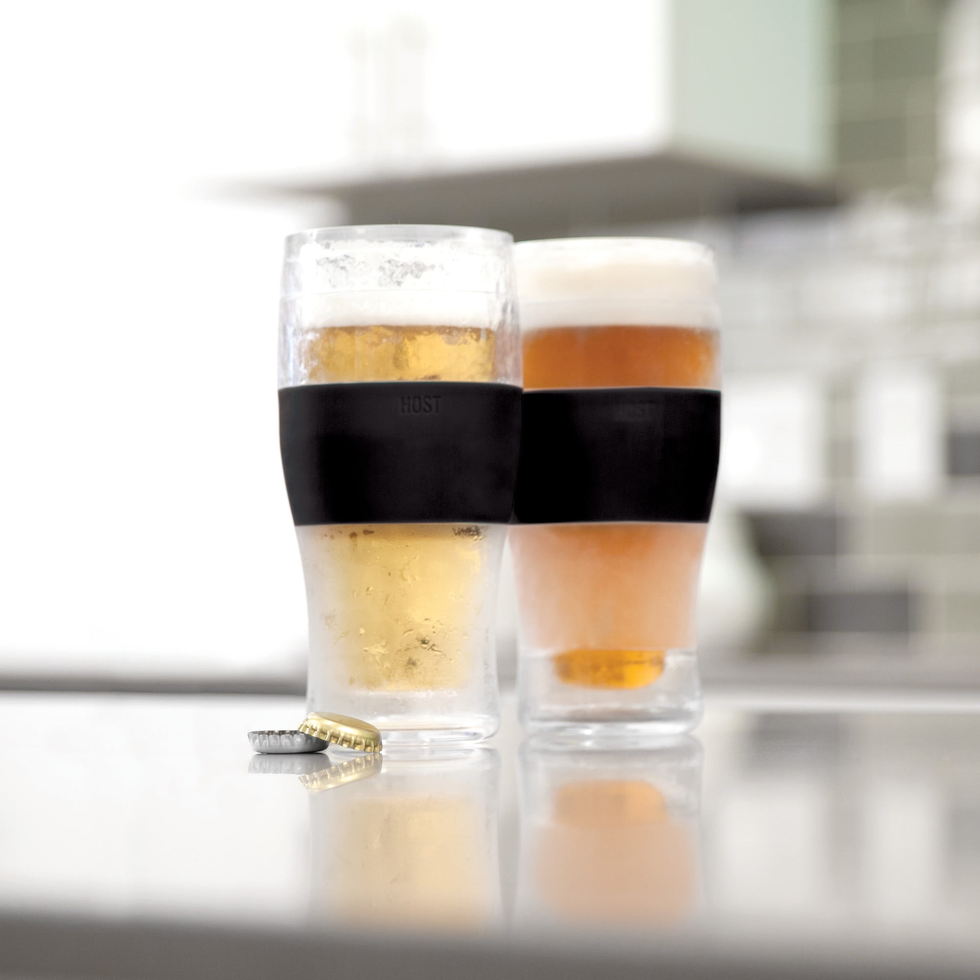 Host Freeze Beer Glasses, 16 oz, Set of 2, Black, out of package but not  used