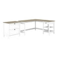thumbnail image 1 of Bush Furniture Mayfield 60W L Shaped Computer Desk with 2 Drawer Lateral File Cabinet, Shiplap Gray/Pure White, 1 of 6