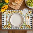 thumbnail image 4 of Sunflowers Placemats Set of 4, Spring Farmhouse Country Truck Leaf Wood Grain Placemats for Dining Table, Place Mats for Kitchen Tabletop, Waterproof Wipeable Dining Table Mats Set, 4 of 9