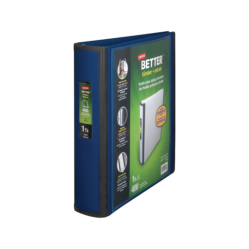 Staples 1 1/2" 3Ring Better Binder Blue (13400) 648825
