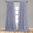 thumbnail image 5 of Ambesonne Floral Curtains, Dots Lines Gzhel Ornament, Pair of 28"x63", Indigo and Pale Grey, 5 of 5