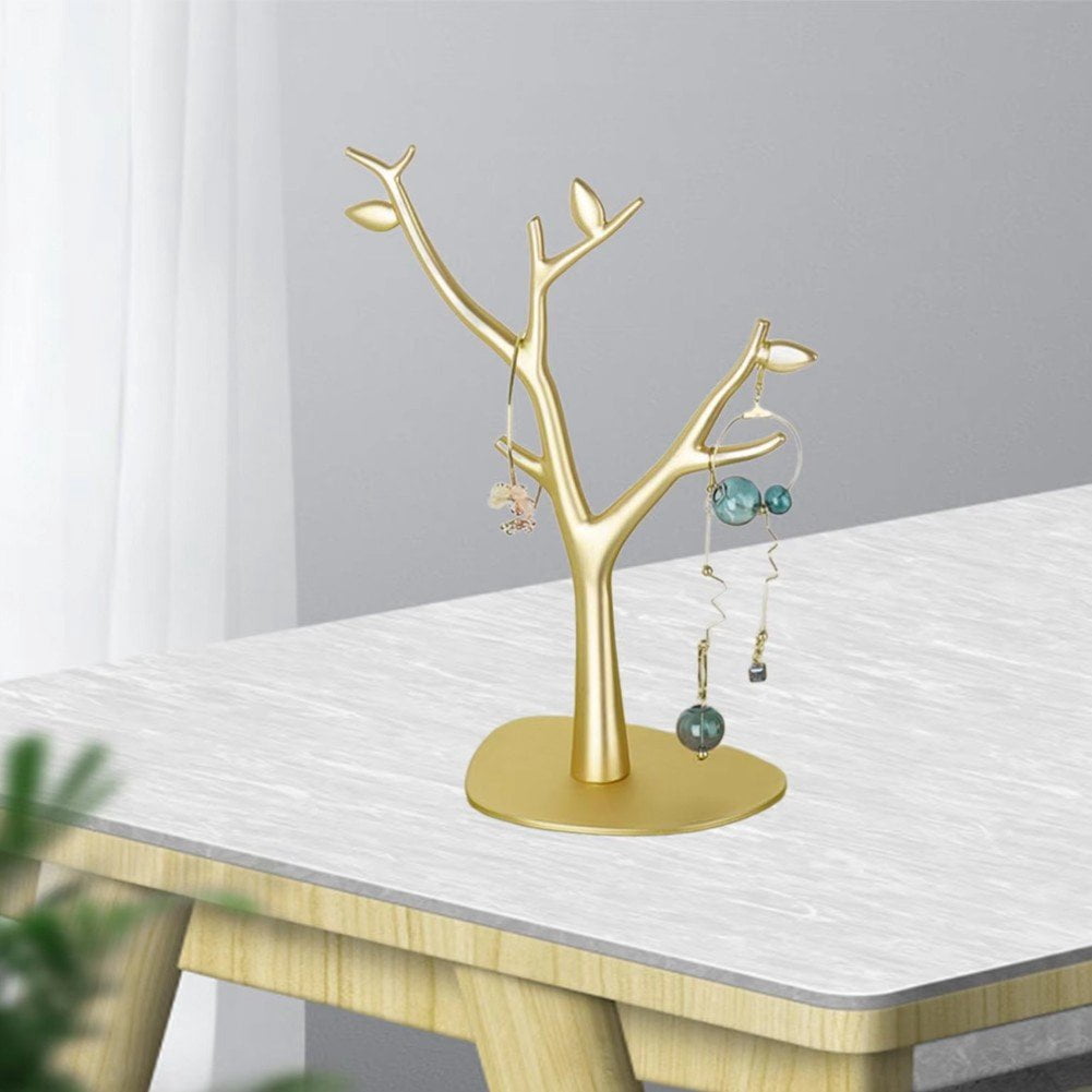Jiibva Tree Shaped Jewelry Display Rack Stainless Steel Jewelry Stand Branch Necklace Holder Hanging Organizer for Ring Earrings