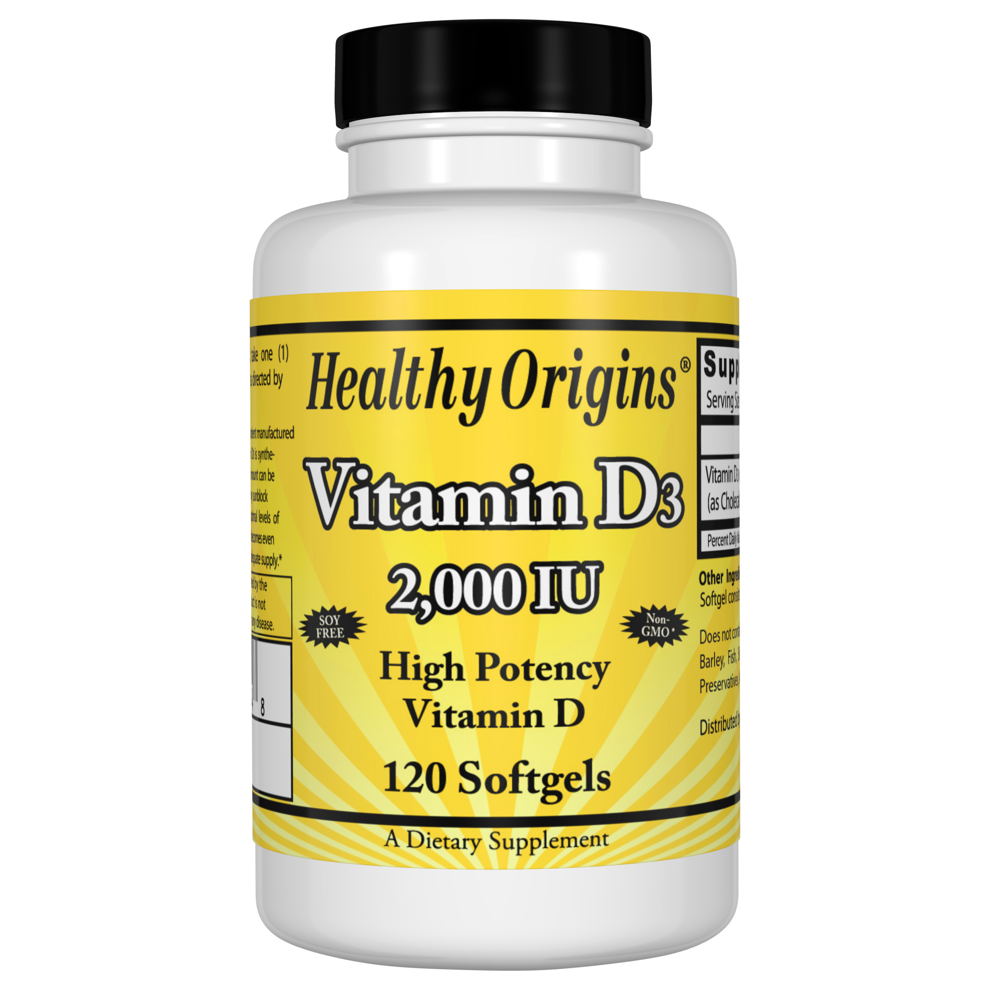 Healthy Origins Vitamin D3 2,000 IU, 120 Softgels