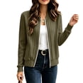 thumbnail image 4 of Cmfcve Women's Zip Up Cardigan Sweater Fall Winter Sweaters Jacket Long Sleeve Ribbed Knit Cropped Jackets with Pockets, 4 of 9