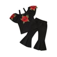 thumbnail image 3 of Kids Baby Girls 2PCS Clothes Embroider Flower Tops+Bell-bottoms Pants Outfits, 3 of 5