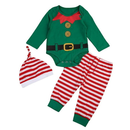 

Fesfesfes Baby Romper Jumpsuit Boys Girls Fall Christmas Clothes Set Toddler Romper Pant Hat Outfits Clothes Clothes Sale
