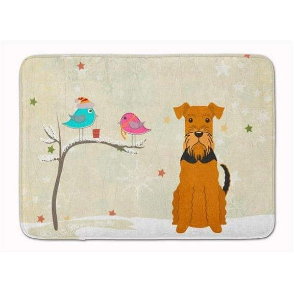 Christmas Presents Friends Airedale Machine Washable Memory Foam Mat