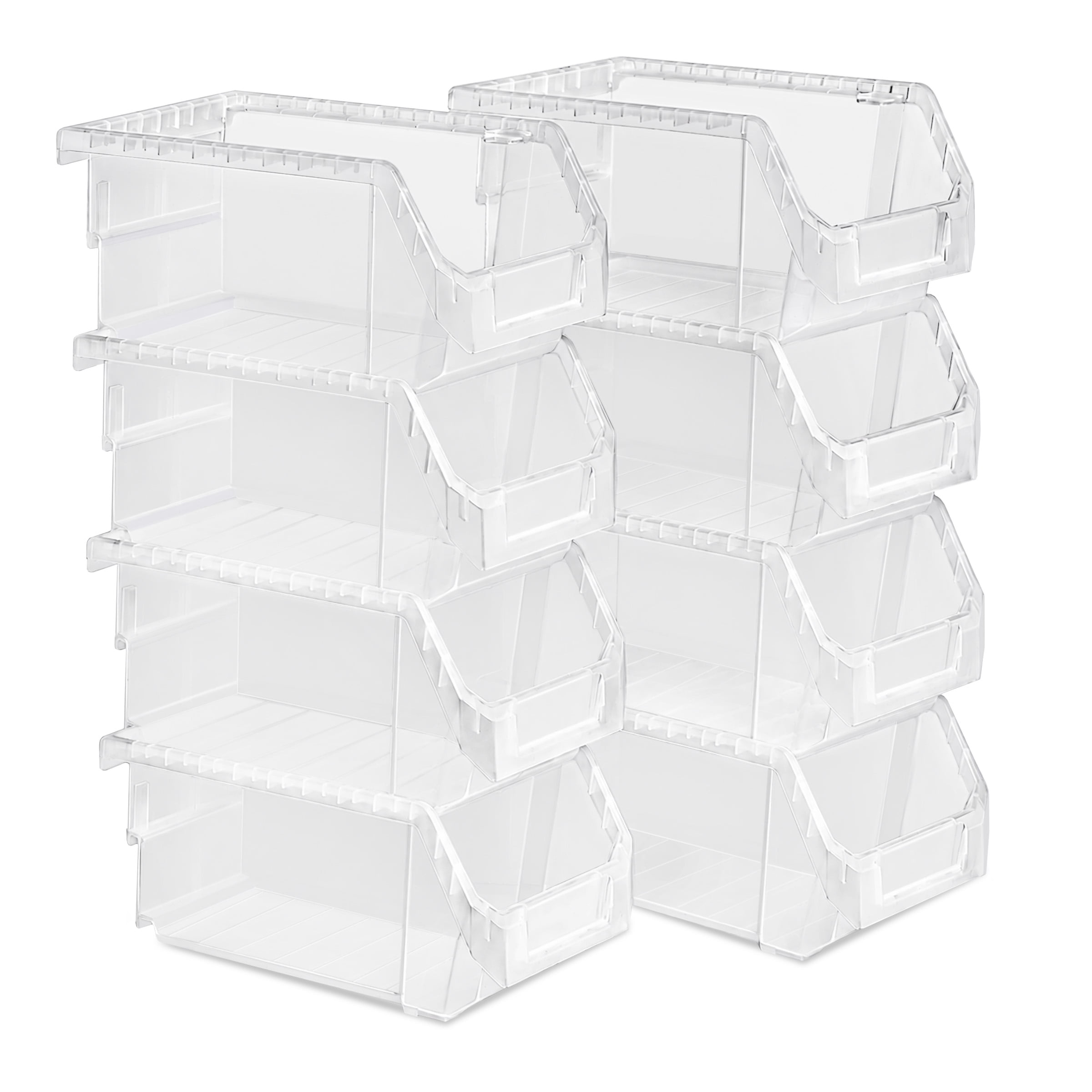 Sorbus Clear Storage Bins, 8 Pack, Stackable Open Front Organizers for Pantry, Closet and Office Use