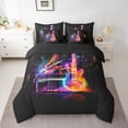 thumbnail image 2 of Feelyou Neon Guitar Piano Bedding Comforter Set 7pcs, Musical Note Music King Bedding Sets, 2 of 8