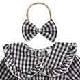 thumbnail image 5 of Baby Girl Plaid Bubble Romper Long Sleeve Ruffle Bodysuit Fall Winter Outfit 6-12 Months 12-24 Months Baby Black,0-3 Months, 5 of 7