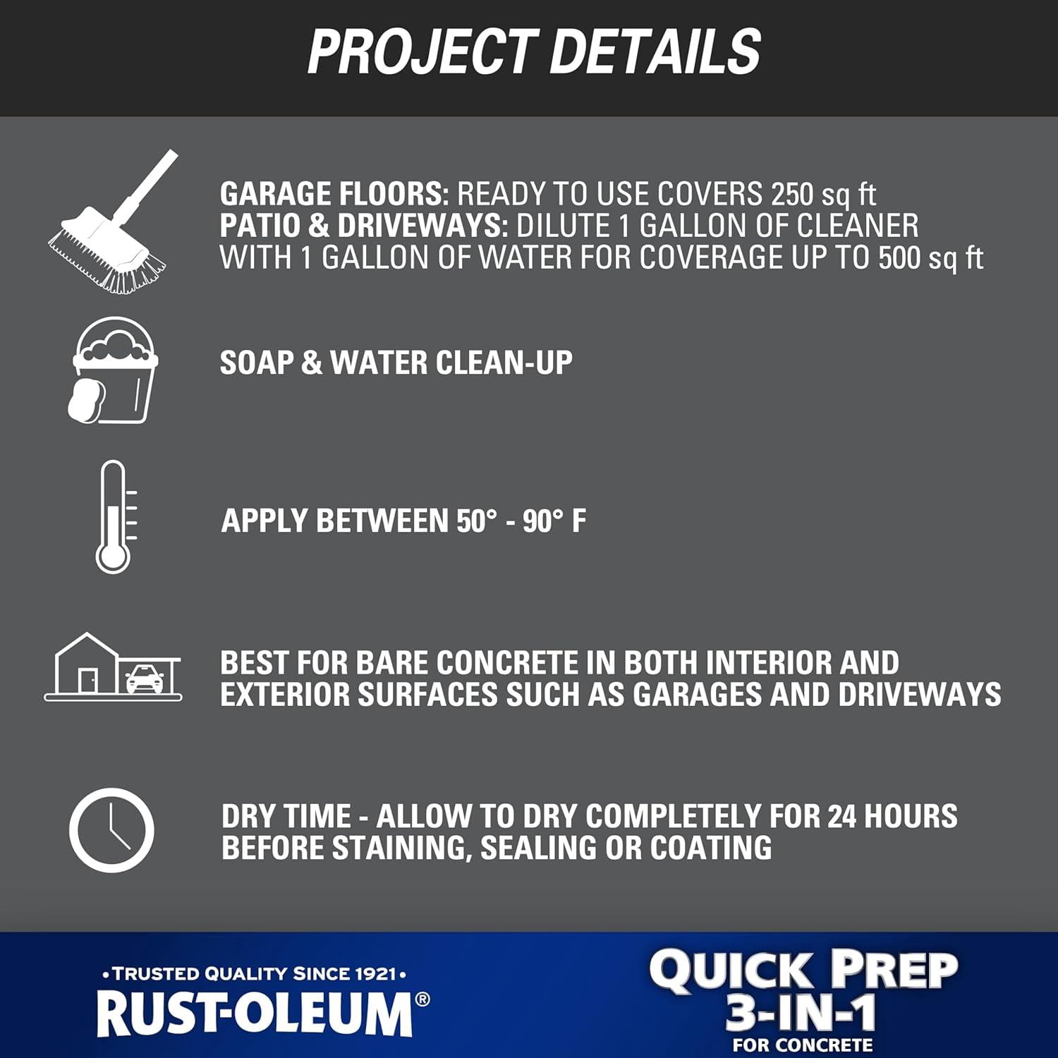 Rust-Oleum Quick Prep 3-in-1 Cleaner for Concrete-362970, 1 gal