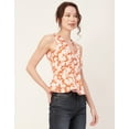 thumbnail image 5 of Moomaya Women's Printed Peplum Top, V Neck Sleeveless Cotton Slub Formal Top Blouse, 5 of 8
