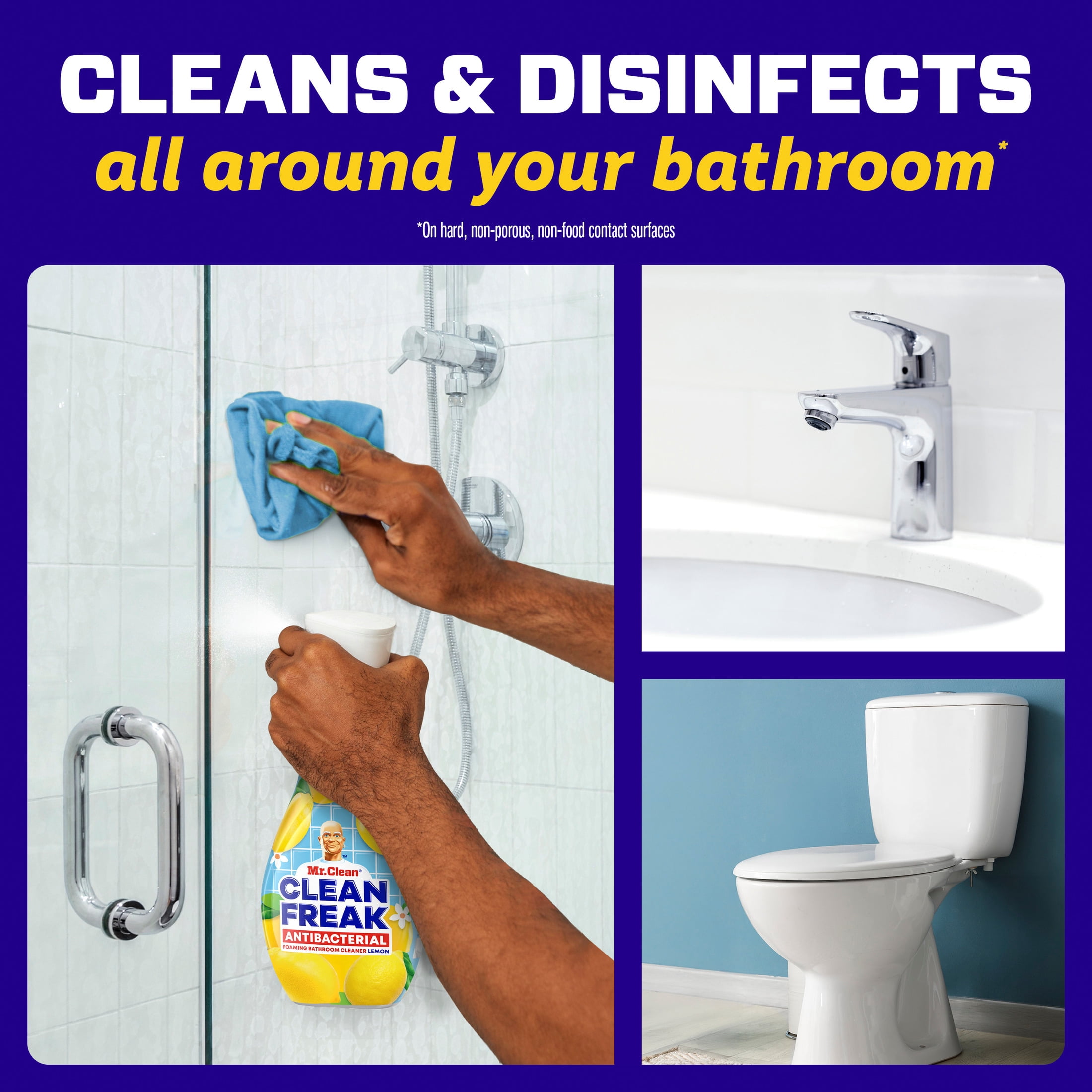 (6 pack) Mr. Clean Clean Freak Lemon Scent Antibacterial Multi-Purpose Bath Cleaner, 16 Fl Oz