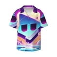 thumbnail image 2 of Lsque Geometry Dash print Men's Cuban Collar Short Sleeve Shirt Summer Beachwear Casual Button Down Fashionable Vacation Leisure Shirt-XX-Large, 2 of 7