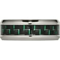 thumbnail image 3 of Titanium Polished With Black/Green Carbon Fiber Inlay 8mm Ring (Size 10) Made In China tb464-10, 3 of 5
