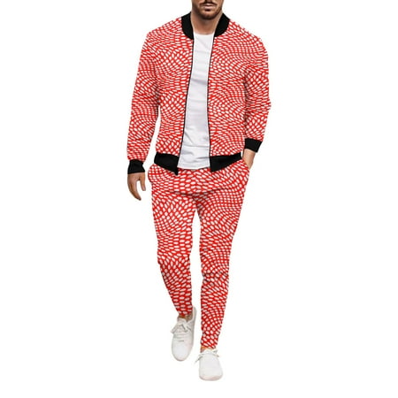 

ketyyh-chn99 Red Scrubs For Men Set Jogger Pants Men s Casual Tracksuit Long Sleeve Full Zip Running Jogging Sweatsuit Athletic Sports Set