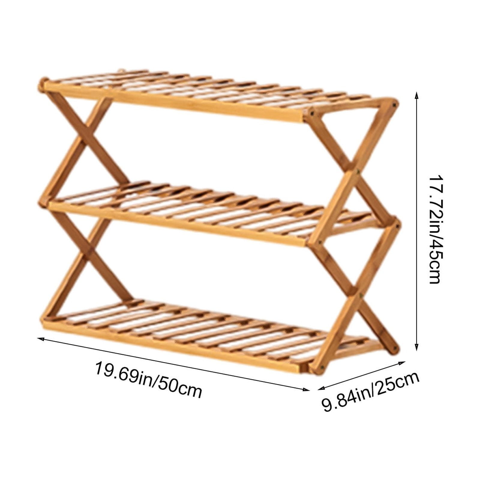 DAMAI 3 Tier Bamboo Shoe Rack,Portable Folding Multifunctional Free Standing Shoe Shelf Storage Shoe Storage Rack,Without Installation Small Shoe Rack Perfect for Corridors,Bedrooms and Small Spaces