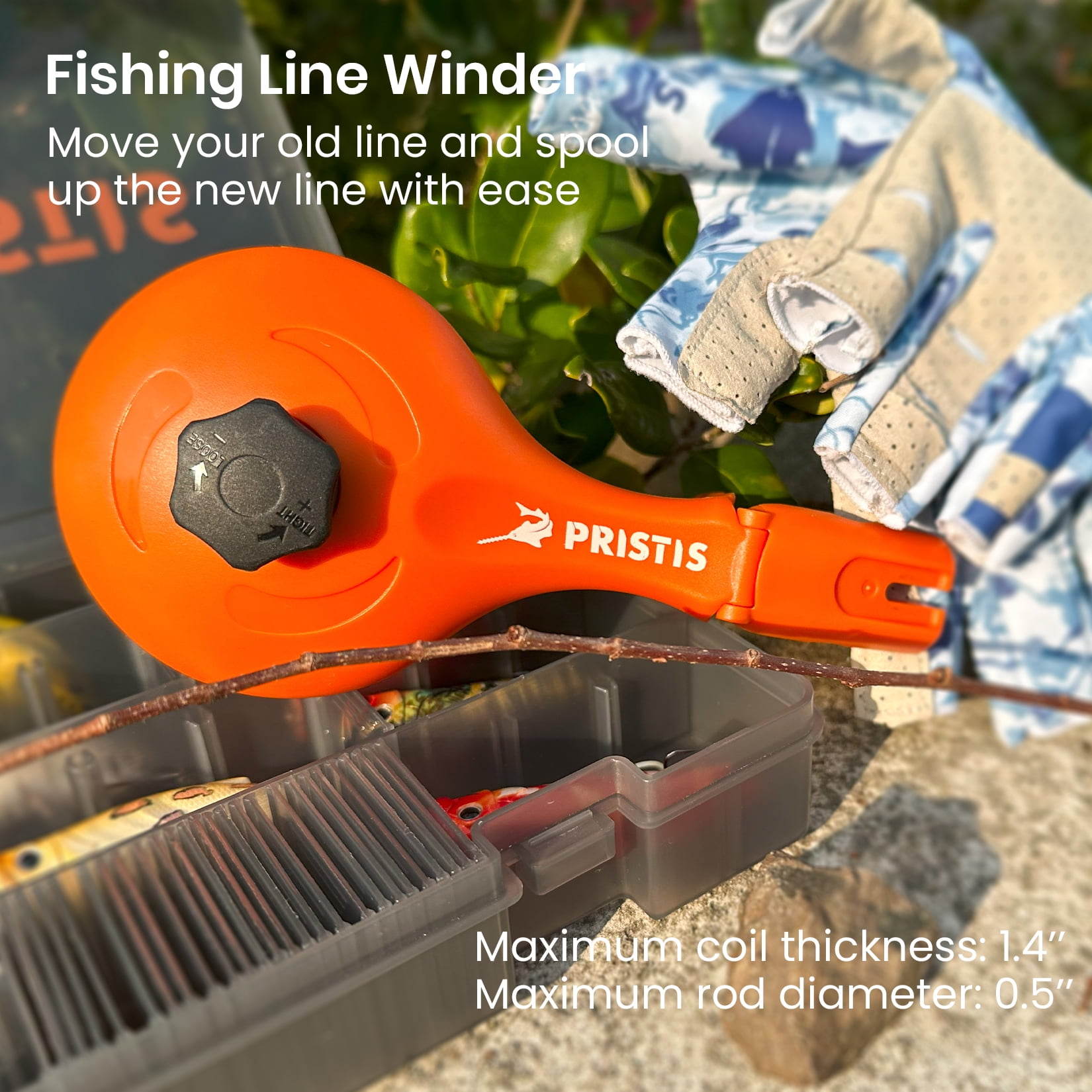 Pristis Line Spooler, Upload and Discharge, Grip Winder for Bass Fishing Baitcasting Spinning Reel
