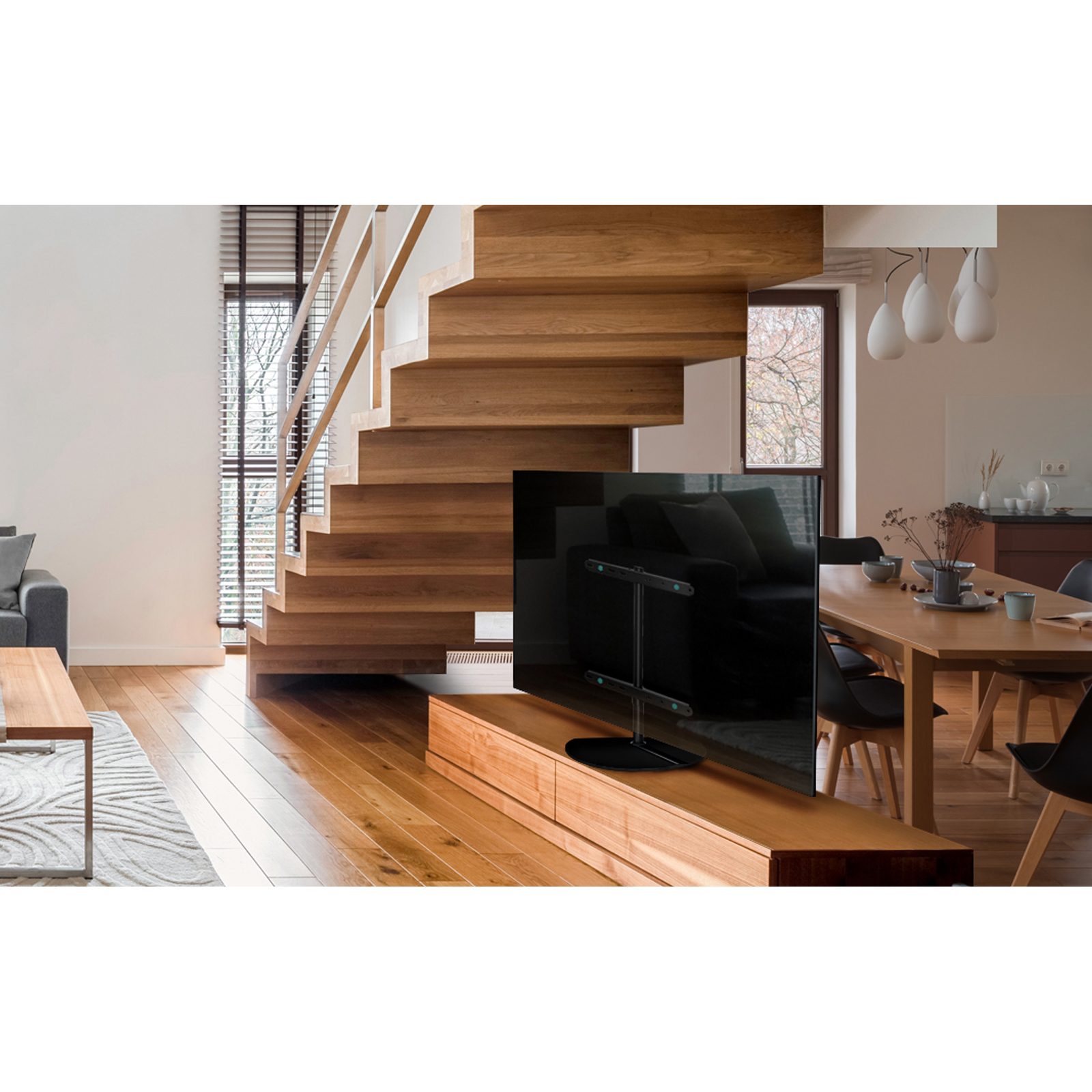 ONKRON Tabletop TV Stand Universal for 32"-65" TV up to 77 lbs Adjustable Swiveling max VESA 400x400