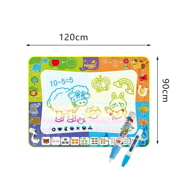 Channie's Reusable Dino Magic Water Mat for Toddlers 3+ Years - Aqua Drawing Mat with Water Pens, Stamps, Number Stencil, and Drawing Booklet - Mess