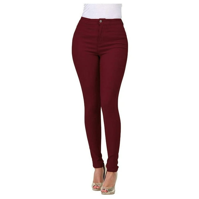 Fashion Women‘s Pure Color High-Waisted Straight-Barrel Small Feet Jeans