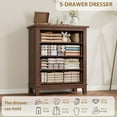 thumbnail image 6 of Dresser for Bedroom, 34.8 in Tall 4-Drawer Dresser with Large Storage, Wooden Chest of Drawers for Living Room, Brown, 6 of 7